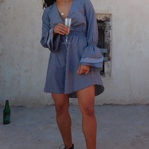 Grey vertical striped dress